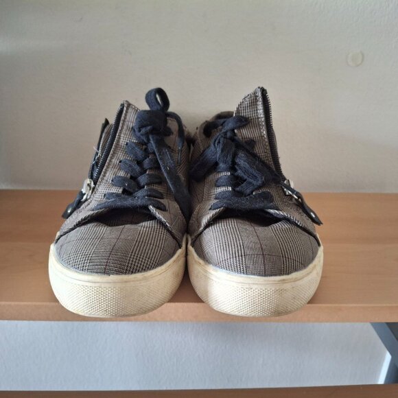 George Umber Plaid Knit Sneakers - Side Zip & Black Laces - Women's Size 9 - Picture 4 of 10